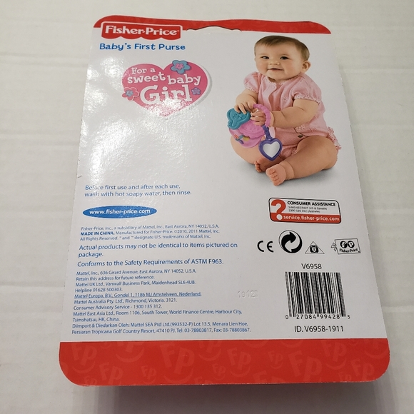 2 Fisher Price Baby's First Pink Purple Keys Purse Mirror Rattle Teether New - Picture 4 of 9